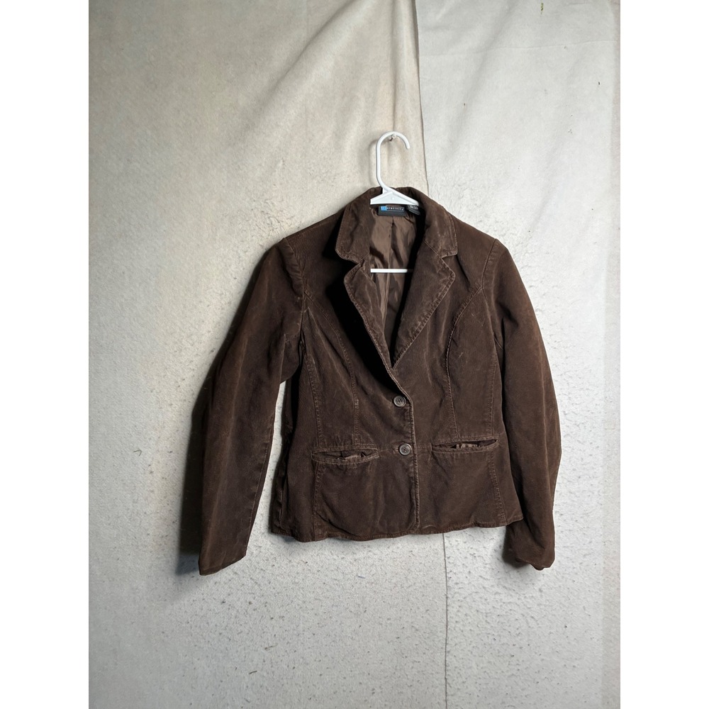 Relativity Brown Genuine Leather Suede Blazer Jacket PM Chocolate Two Button